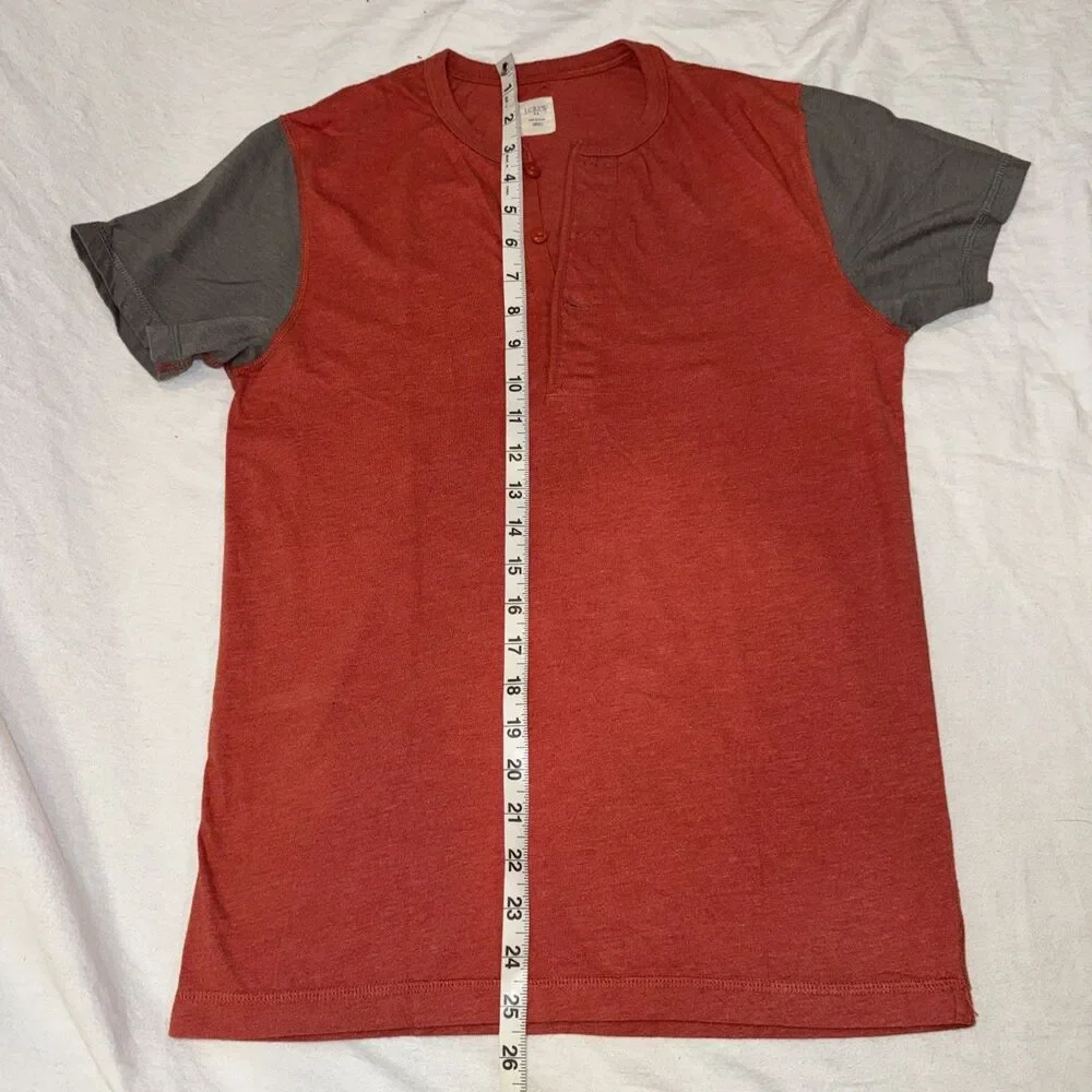 J. Crew Men’s Orange Colorblock Short Sleeve Henley T-shirt Sz Small
